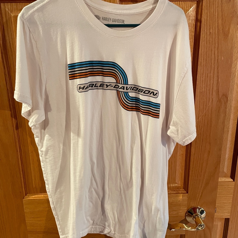 Harley-Davidson White Tee with Retro Stripes